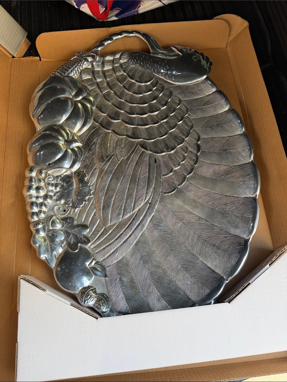 Gorham Silver-Tone Turkey Platter Artwork Tray